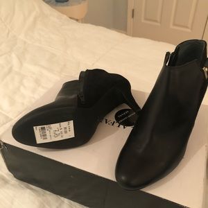Black Alfani leather and suede ankle boots